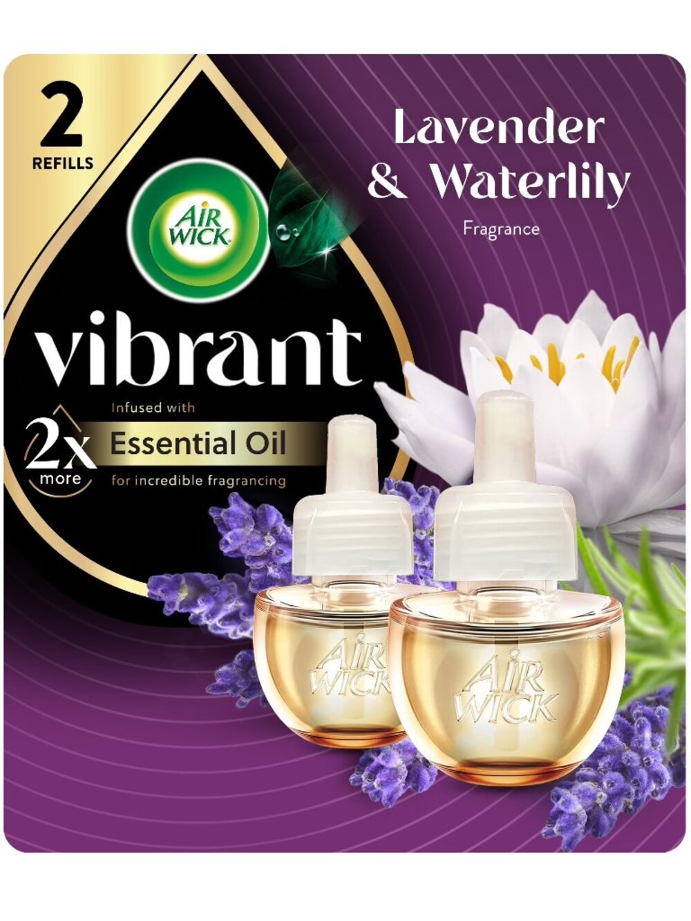Air Wick Vibrant Lavender & Waterlily Plug-In Oil Refills 2 Pack Air Freshener